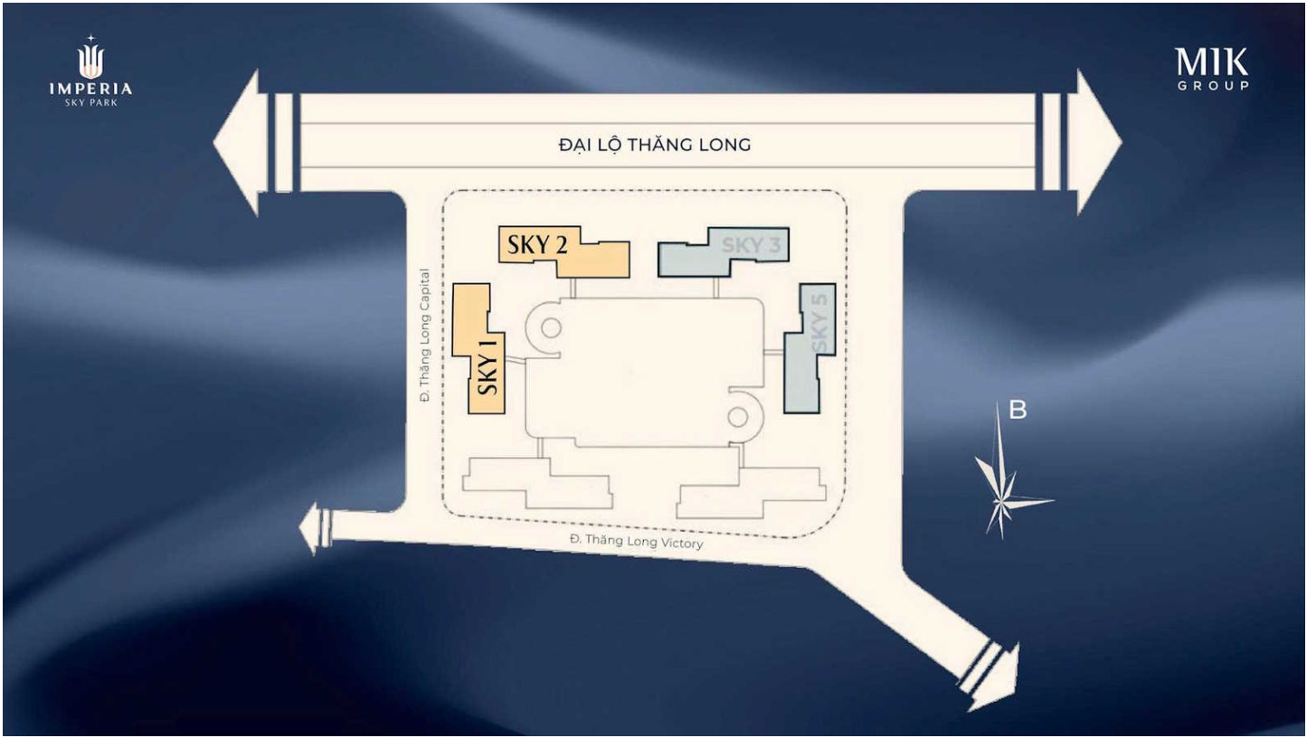 Sơ đồ các tòa Sky1 Sky2 Sky3 Sky5 SkyElite1 SkyElite2 dự án Imperia Sky Park